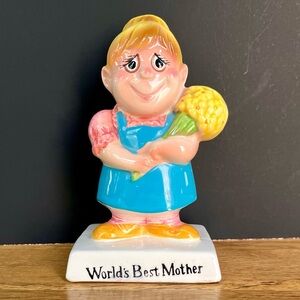 World's Best Mother Vintage 70s Mother's Day Gift Mom Ceramic Figurine Statue